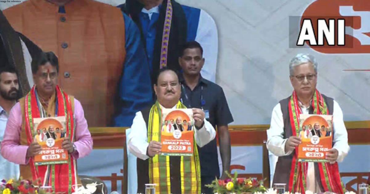 Tripura assembly elections: BJP President JP Nadda along with CM Manik Saha releases BJP's manifesto